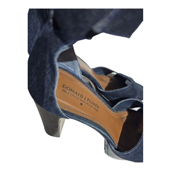DONALD J PLINER Denim Platform Sandals Heels - Size 10 - Picture 6 of 8